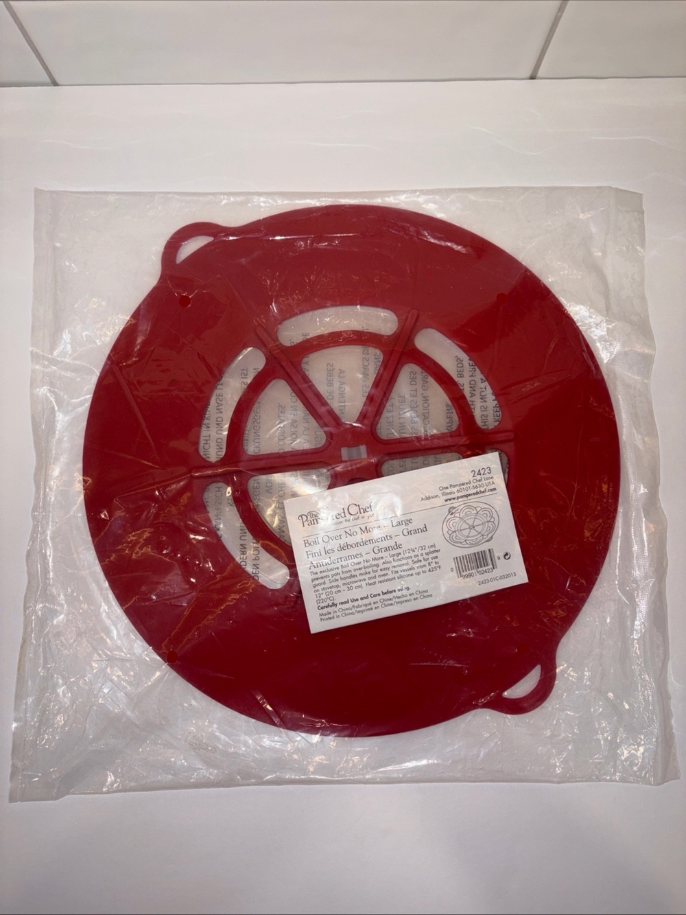 Pampered Chef Red Silicone Bowl Cover - Large